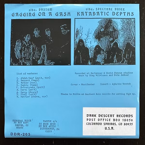 VASTUM / SPECTRAL VOICE Split (Blue vinyl) (Dark Descent - USA original) (EX/NM) 7"
