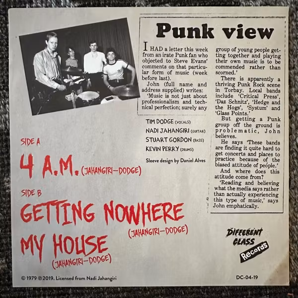 DAS SCHNITZ 4 A.M. EP (Red vinyl) (Different Class - Portugal reissue) (NM) 7"