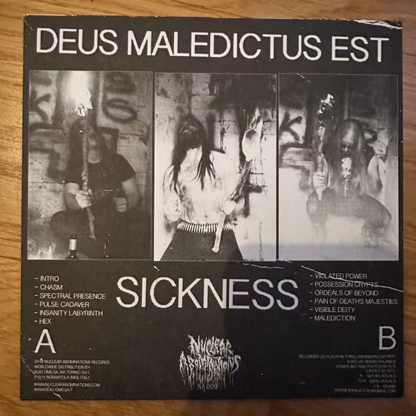 SICKNESS Deus Maledictus Est (Nuclear Abominations – Italy original) (NM/EX) 7"