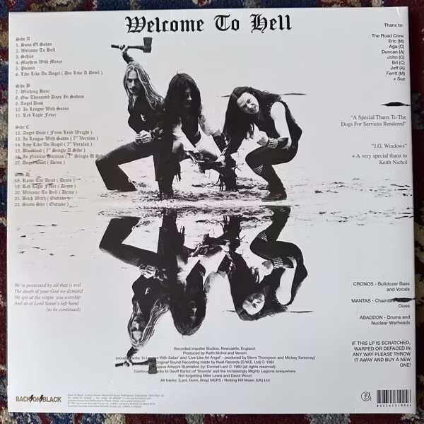 VENOM Welcome To Hell (Red vinyl) (Back On Black - UK 2016 reissue) (EX/NM) 2LP