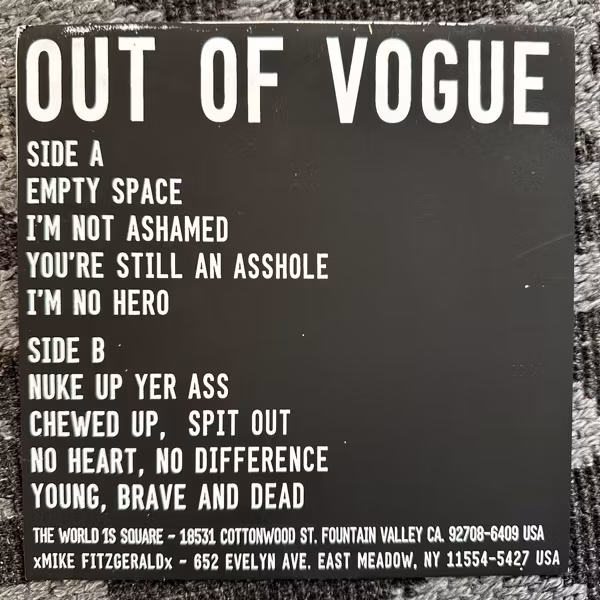 OUT OF VOGUE Chewed Up Spit Out (The World Is Square – USA original) (EX/VG+) 7"