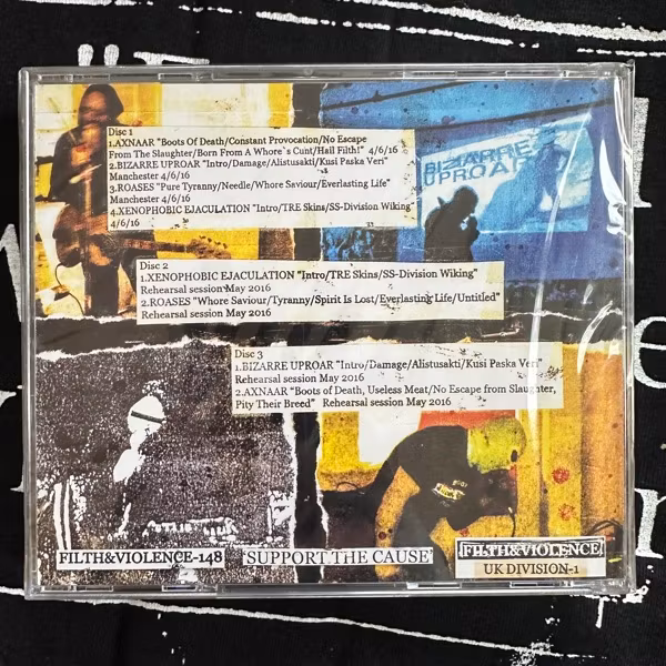 AXNAAR / BIZARRE UPROAR / XENOPHOBIC EJACULATION / ROASES Filth, Rubber, Hatred And Abuse- United Kingdom 2016 (Filth And Violence - Finland original) (SS) 3CD