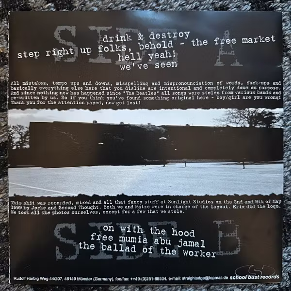 SECOND THOUGHT They Tore It Down... (School Bust - Germany original) (VG+/EX) 7"