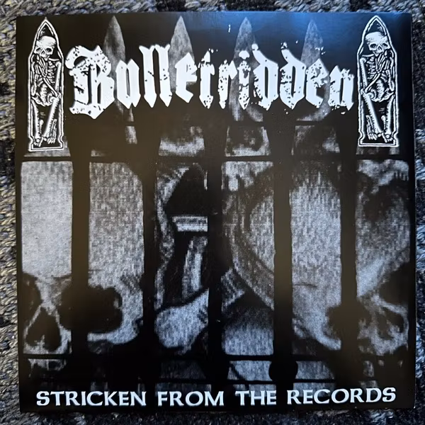 HELLKRUSHER / BULLET RIDDEN Air Attack / Stricken From The Records (White vinyl) (Antisociety – UK original) (EX) 7"