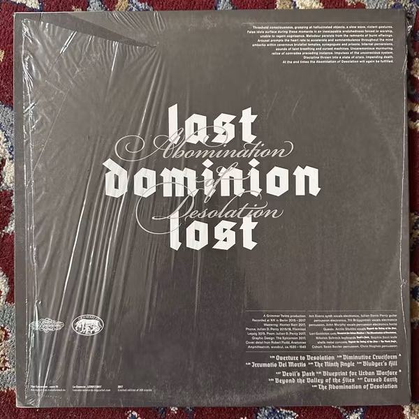 LAST DOMINION LOST Abomination Of Desolation (The Epicurean – Europe original) (EX) LP