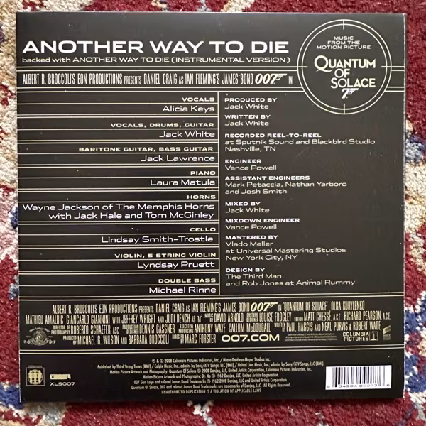 JACK WHITE & ALICIA KEYS Another Way To Die (Gold vinyl) (XL - UK original) (EX) 7"