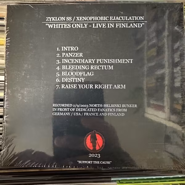 ZYKLON SS / XENOPHOBIC EJACULATION Whites Only - Live In Finland (Filth And Violence - Finland original) (SS) CD