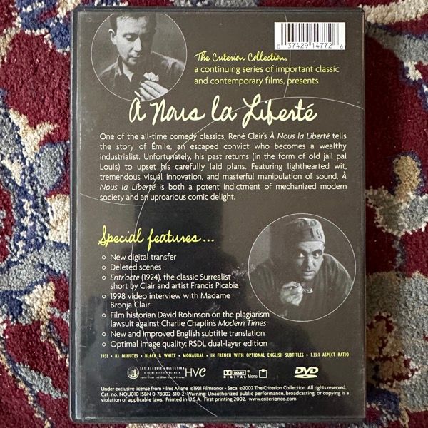 Á NOUS LA LIBERTÉ (Criterion) (NM) DVD