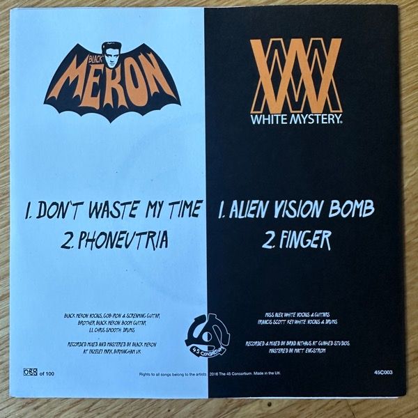 BLACK MEKON / WHITE MYSTERY Split (45 Consortium - UK original) (NM/EX) 7"
