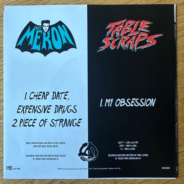 BLACK MEKON / TABLE SCRAPS Split (45 Consortium – UK original) (NM/EX) 7"