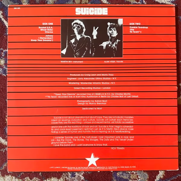 SUICIDE Suicide (Red Star - USA 1980 reissue) (VG) LP