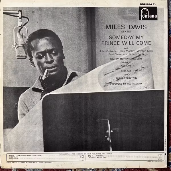 MILES DAVIS SEXTET Someday My Prince Will Come (Fontana - Sweden original) (VG/G) LP