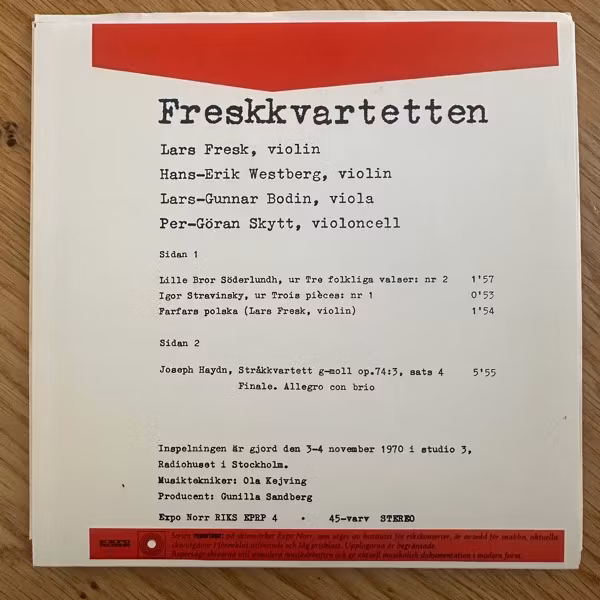 FRESKKVARTETTEN Freskkvartetten (Expo Norr - Sweden original) (EX) 7"