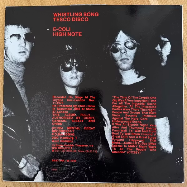 THROBBING GRISTLE Special Treatment (Live At The Cryptic One London 1978) (Mental Decay - Germany reissue) (VG+) LP