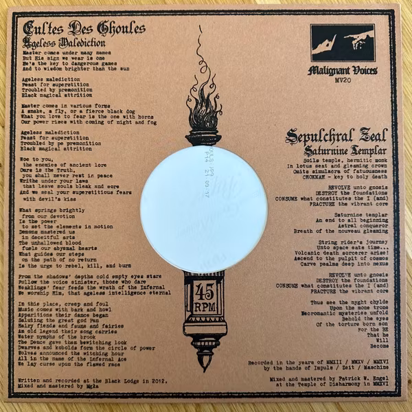 CULTES DES GHOULES / SEPULCHRAL ZEAL Ageless Malediction / Saturnine Templar (Malignant Voices – Poland original) (NM) 10"