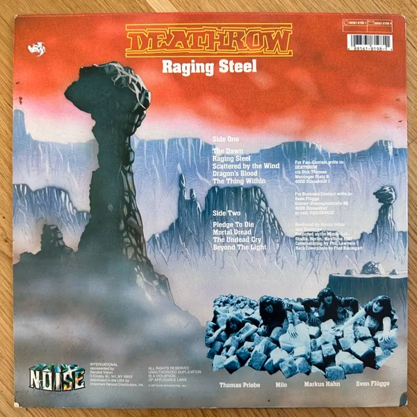 DEATHROW Raging Steel (Noise - USA original) (VG+) LP