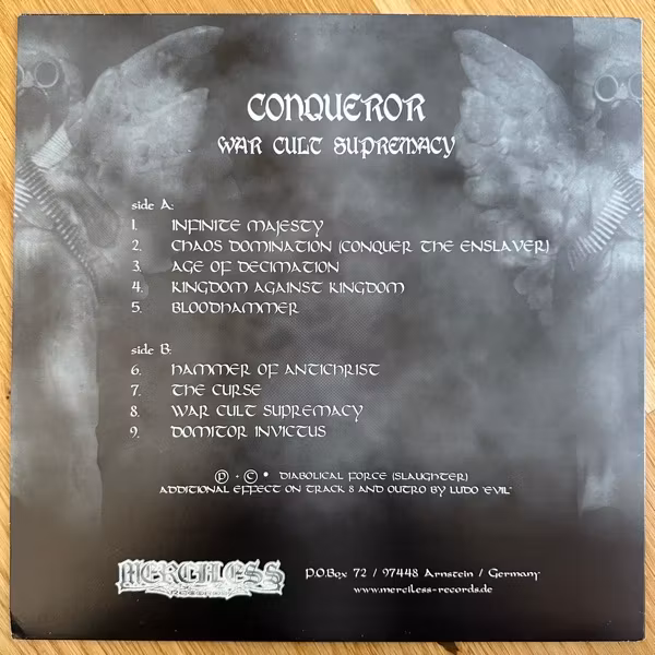 CONQUEROR War Cult Supremacy (Merciless - Germany 2002 reissue) (VG+/EX) LP