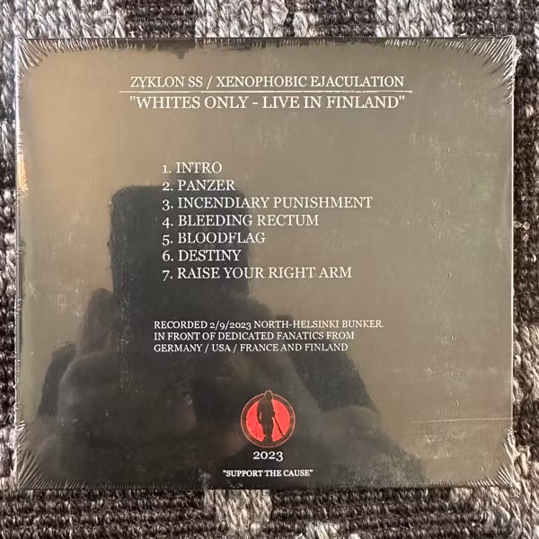 ZYKLON SS / XENOPHOBIC EJACULATION Whites Only - Live In Finland (Filth And Violence - Finland original) (SS) CD