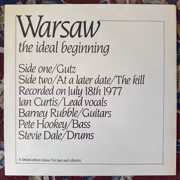 WARSAW The Ideal Beginning (No label - Greece reissue) (EX/VG+) 12"