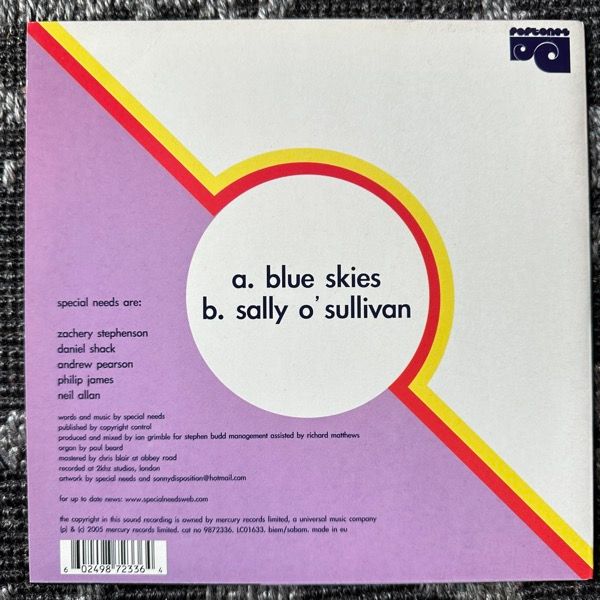 SPECIAL NEEDS Blue Skies (Mercury - UK original) (EX) 7"