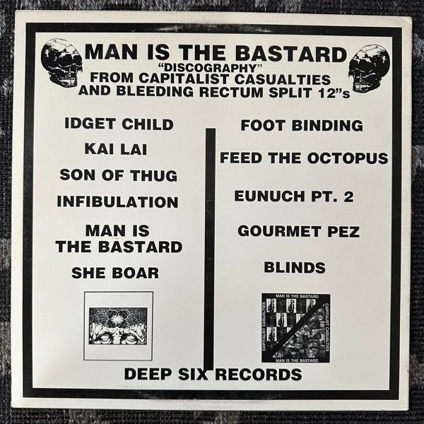 MAN IS THE BASTARD "Discography" From Capitalist Casualties And Bleeding Rectum Split 12"s (Purple/grey vinyl) (Deep Six - USA original) (VG+) LP