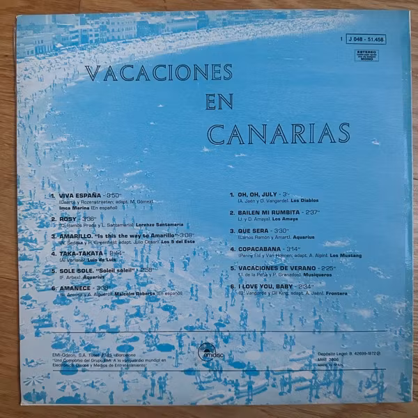 VARIOUS Vacaciones En Canarias (Emidisc - Spain original) (EX/VG+) LP
