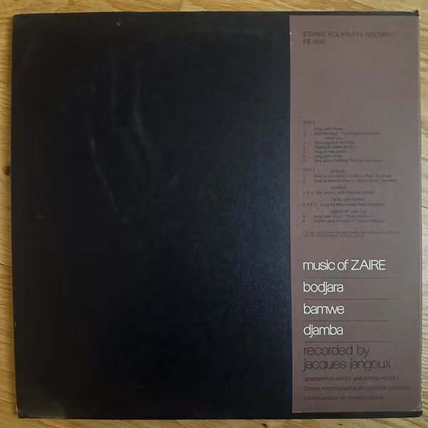 VARIOUS Music Of Zaire Vol. 2 (Folkways - USA original) (VG+) LP