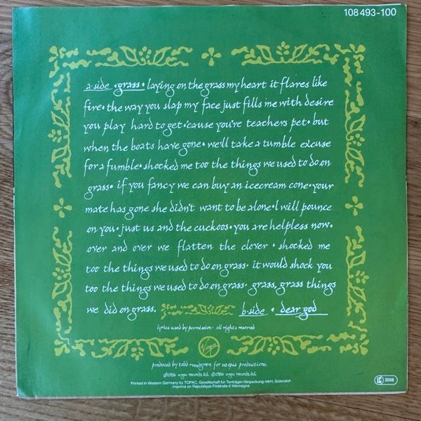 XTC Grass (Virgin - Europe original) (VG+) 7"