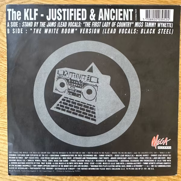 KLF, the Justified & Ancient (Coma - Scandinavia original) (VG+/EX) 7"