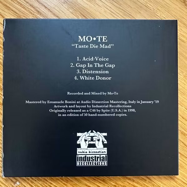 MO*TE Taste Die Mad (Industrial Recollections - Europe reissue) (EX) CD