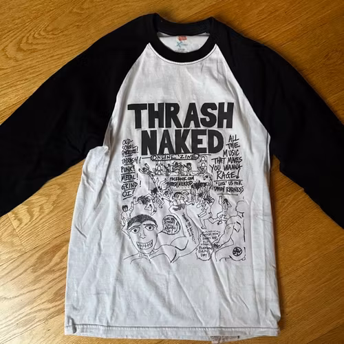 THRASH NAKED ZINE Thrash Naked (S) (USED) BASEBALL SHIRT