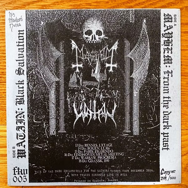 MAYHEM / WATAIN Sathanas / Luciferi Tour EP (His Master's Noise - Sweden original) (NM) 7"