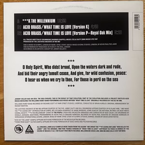 2K / THE KLF / THE JAMS ***k The Millennium (Blast First - UK original) (VG+) 12"