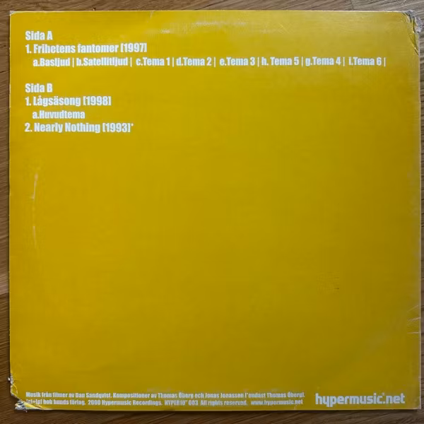 SOUNDTRACK Thomas Öberg & Jonas Jonasson – Musik Från Filmer Av Dan Sandqvist (Hypermusic.net – Sweden original) (VG/EX) 10"