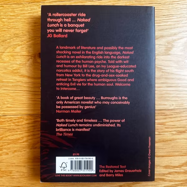 WILLIAM S. BURROUGHS Naked Lunch - The Restored Text (Fourth Estate 2010) (VG+) BOOK