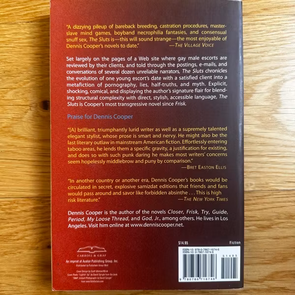 DENNIS COOPER The Sluts (Carroll & Graf 2005) (EX) BOOK