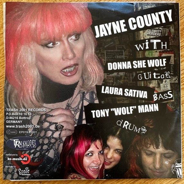 JAYNE COUNTY MEETS THE SHE WOLVES California Über Alles (Green vinyl) (Trash 2001 - Germany original) (VG+/EX) 7"