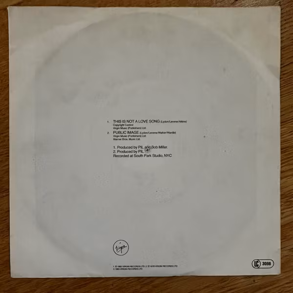 PUBLIC IMAGE LIMITED This Is Not A Love Song (Virgin - Europe original) (VG/VG+) 7"