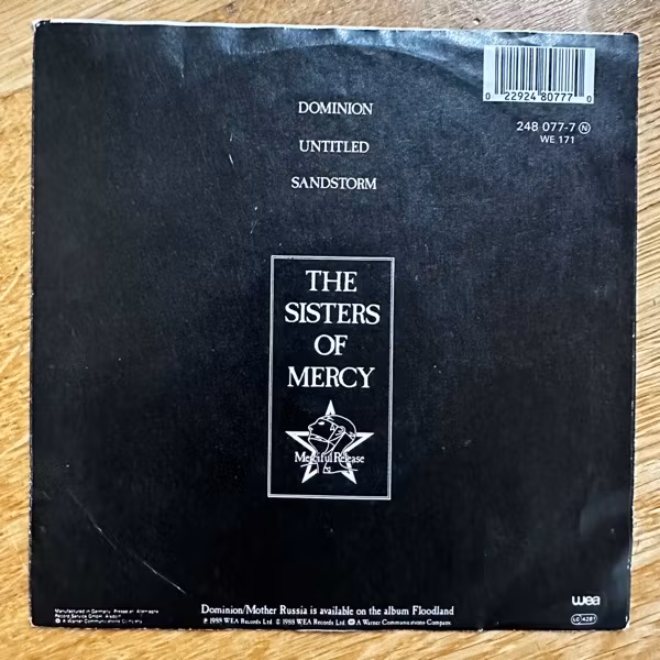 SISTERS OF MERCY, the Dominion (Merciful Release - Europe original) (VG/VG+) 7"