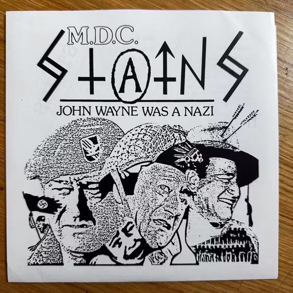 M.D.C. STAINS John Wayne Was A Nazi (Grey marbled vinyl) (Rabid Dog - USA reissue) (NM) 7"