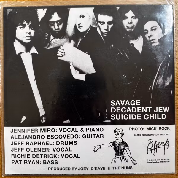 NUNS, the The Nuns (Blue vinyl) (Blank - Australia reissue) (EX/NM) 7"