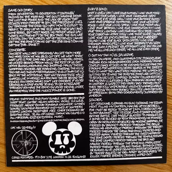SLEEPING DOGS Beware (Crass - UK original) (VG+) 7"
