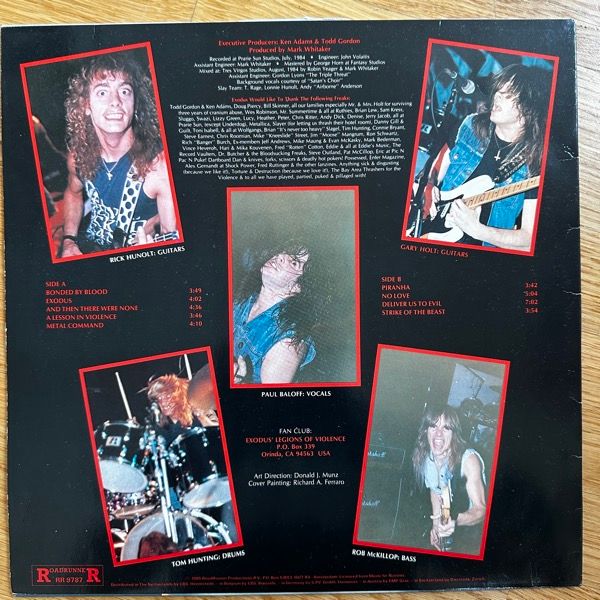 EXODUS Bonded By Blood (Roadrunner - Europe original) (VG+/VG) LP