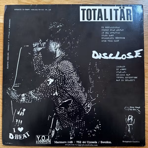 TOTALITÄR / DISCLOSE Split LP (Your Own Jailer - Sweden original) (VG/VG+) LP