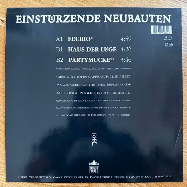 EINSTÜRZENDE NEUBAUTEN Feurio! (Rough Trade - Germany original) (VG+) 12"