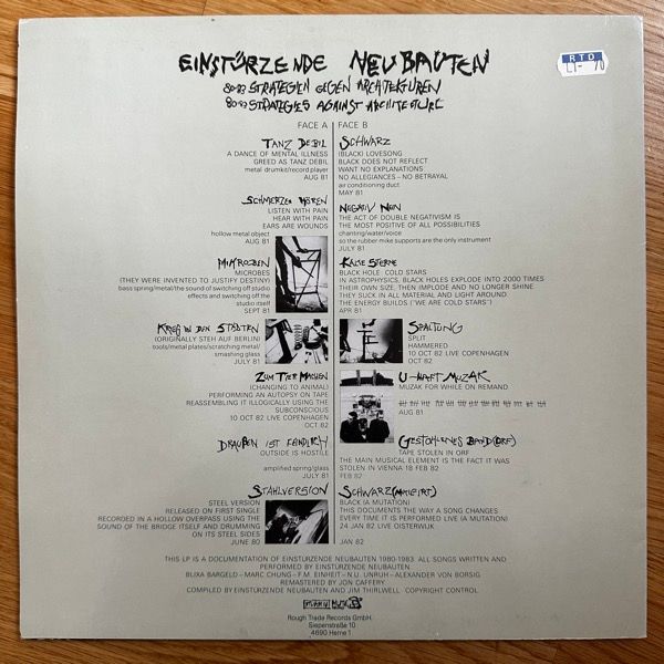 EINSTÜRZENDE NEUBAUTEN 80-83 Strategien Gegen Architekturen (Mute - Germany original) (VG+) LP
