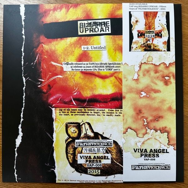 BIZARRE UPROAR Fifteen Years Of "Filth & Violence" - Love (Viva Angel Press - China reissue) (NM/VG+) LP