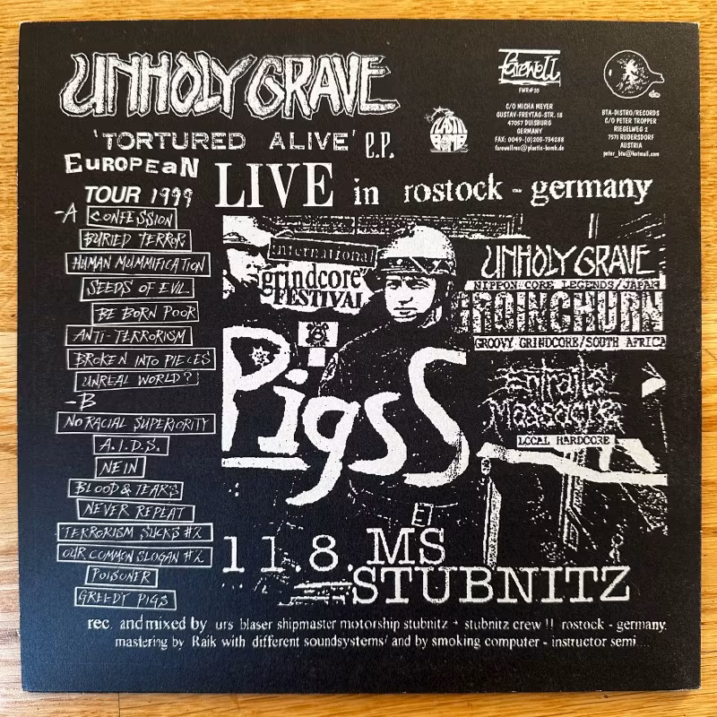 UNHOLY GRAVE Tortured Alive (Farewell - Germany original) (EX) 10"
