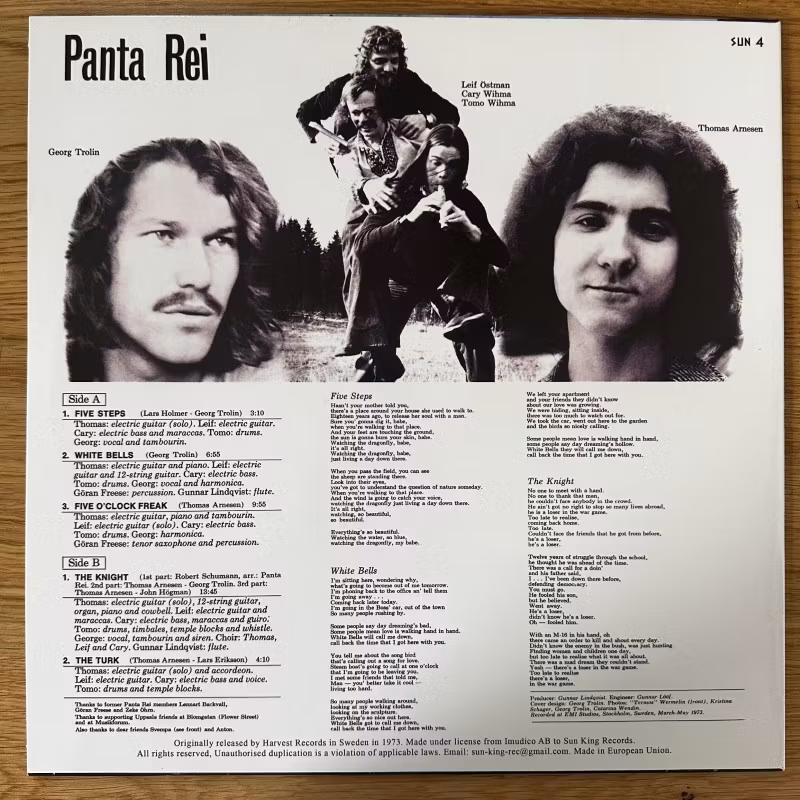 PANTA REI Panta Rei (Sun King - Europe reissue) (NM) LP