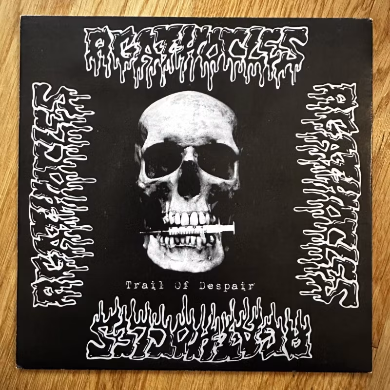 AGATHOCLES / NUNSLAUGHTER Split (Red vinyl) (Selfmadegod - Poland reissue) (EX) 7"